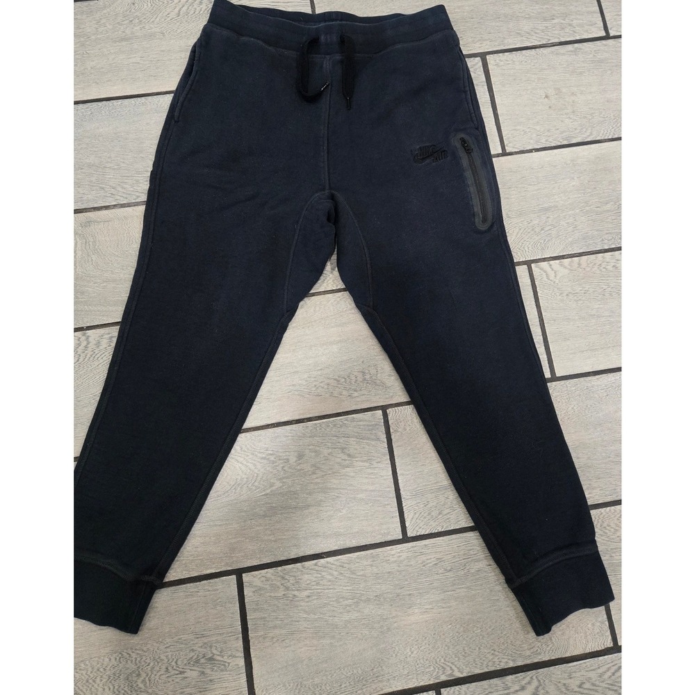 Nike Air Mens Fleece Joggers Black Tapered Sweatpants Large Zipper Pocket